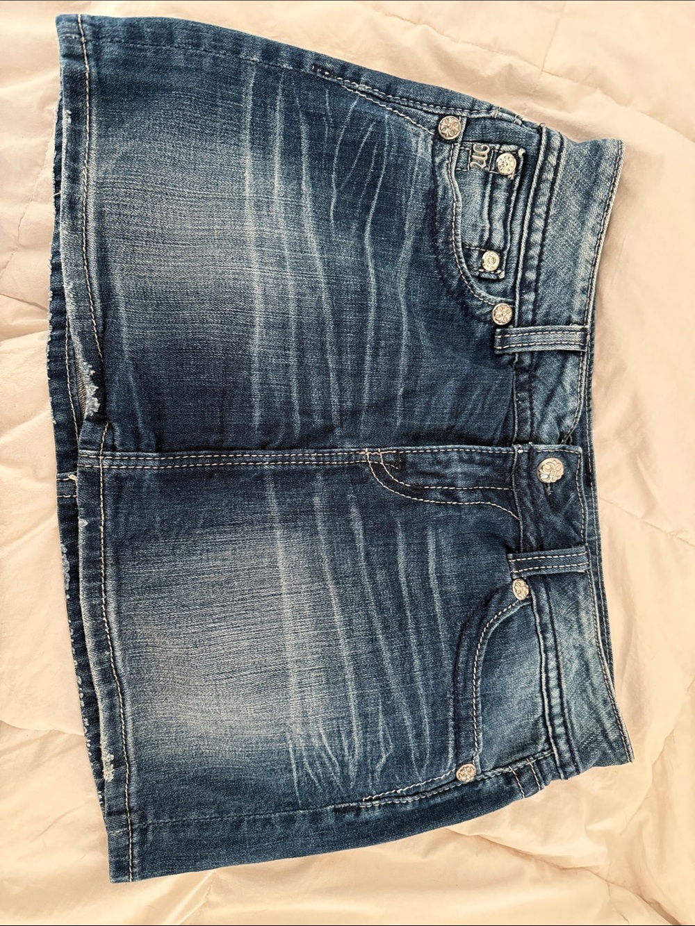 Miss Me Blue Denim Waistband Detail